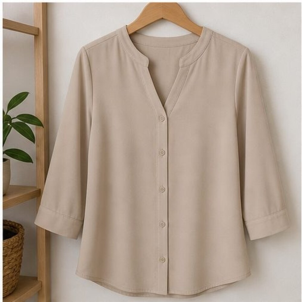 Sand Tie Neck Blouse